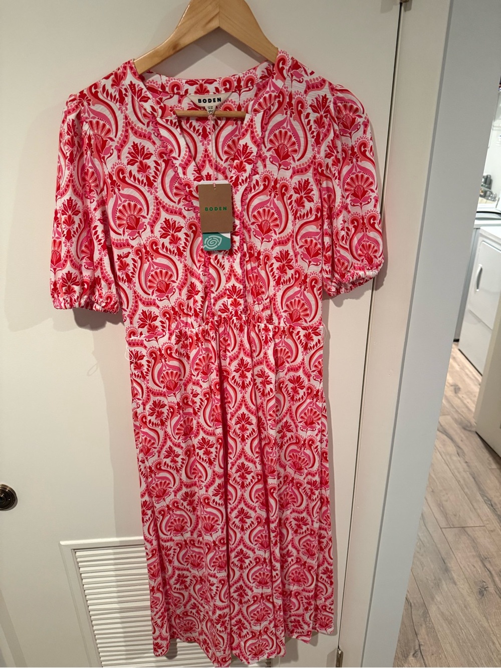 Boden Pink and White Midi Dress with floral print